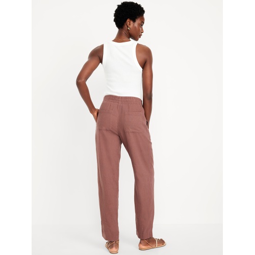 올드네이비 Oldnavy High-Waisted Linen-Blend Straight Ankle Pants
