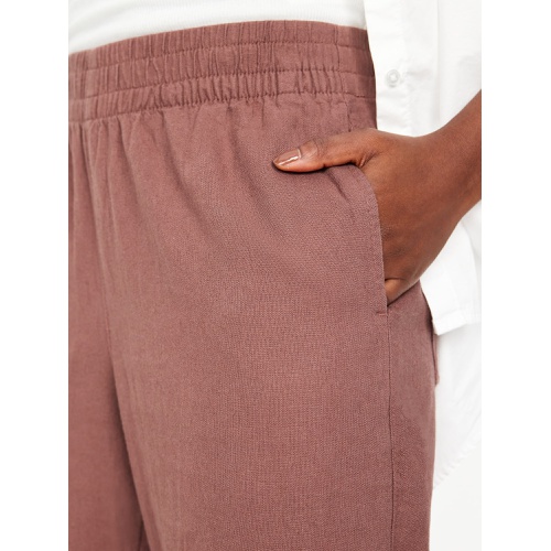 올드네이비 Oldnavy High-Waisted Linen-Blend Straight Ankle Pants