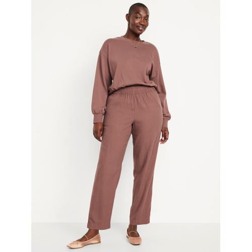올드네이비 Oldnavy High-Waisted Linen-Blend Straight Ankle Pants