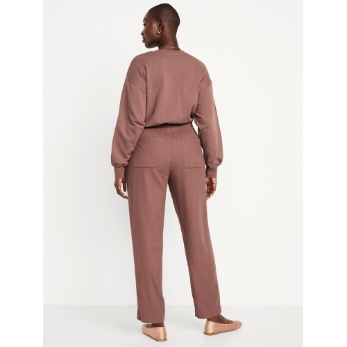 올드네이비 Oldnavy High-Waisted Linen-Blend Straight Ankle Pants