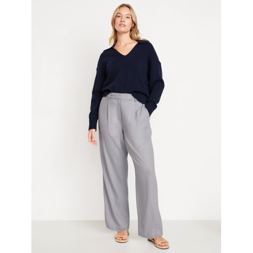 올드네이비 Oldnavy Extra High-Waisted Linen-Blend Taylor Wide-Leg Trouser Pants