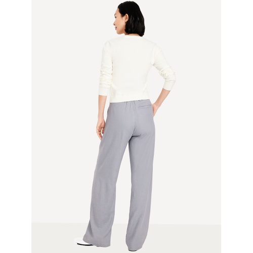 올드네이비 Oldnavy Extra High-Waisted Linen-Blend Taylor Wide-Leg Trouser Pants