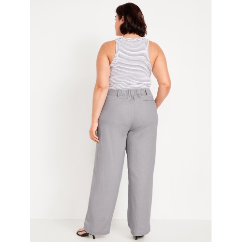 올드네이비 Oldnavy Extra High-Waisted Linen-Blend Taylor Wide-Leg Trouser Pants