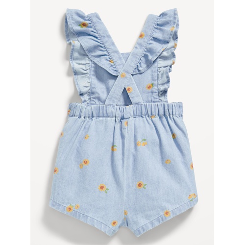 올드네이비 OldNavy Printed Ruffle-Trim Chambray Shortalls for Baby
