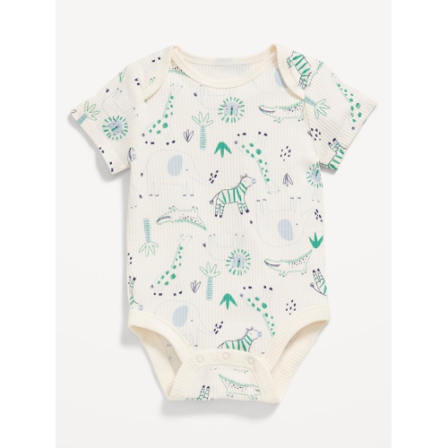 올드네이비 OldNavy Unisex Printed Ribbed Short-Sleeve Bodysuit for Baby