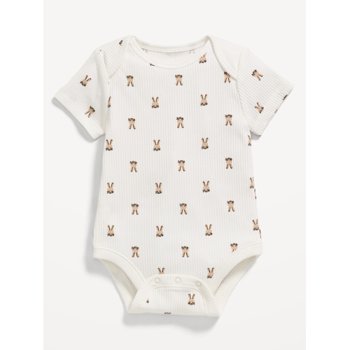 올드네이비 OldNavy Unisex Printed Ribbed Short-Sleeve Bodysuit for Baby