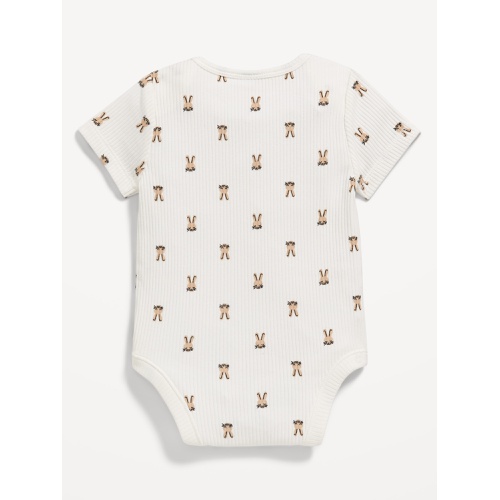 올드네이비 OldNavy Unisex Printed Ribbed Short-Sleeve Bodysuit for Baby
