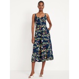 OldNavy Fit & Flare Sleeveless Linen-Blend Midi Dress