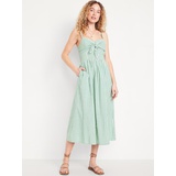 OldNavy Fit & Flare Tie-Front Seersucker Midi Dress