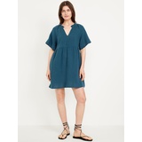 OldNavy Split-Neck Crinkle Gauze Mini Swing Dress