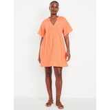 OldNavy Split-Neck Crinkle Gauze Mini Swing Dress