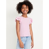 OldNavy Fitted Short-Sleeve Ruffle-Trim Ribbed Top for Girls