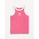 OldNavy Fitted Ribbed Logo-Graphic Tank Top for Girls