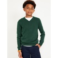 Long-Sleeve Solid V-Neck Sweater for Boys