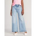 High-Waisted Baggy Ripped Wide-Leg Jeans for Girls