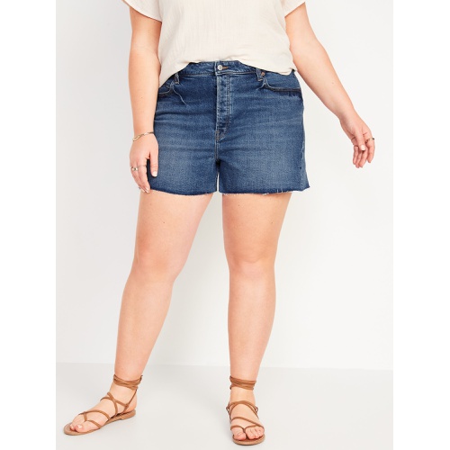 올드네이비 Higher High-Waisted Button-Fly Cut-Off Jean Shorts -- 3-inch inseam
