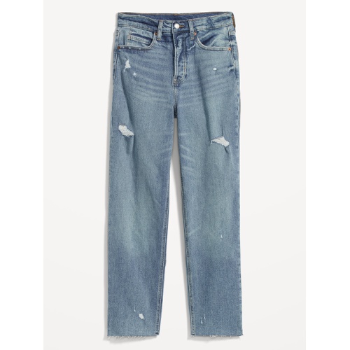 올드네이비 Extra High-Waisted Button-Fly Cut-Off Straight Jeans