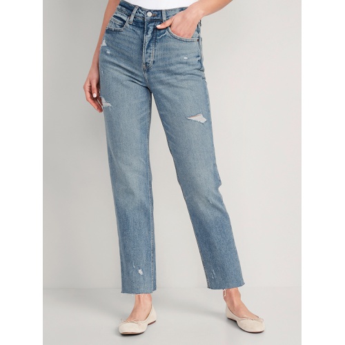 올드네이비 Extra High-Waisted Button-Fly Cut-Off Straight Jeans