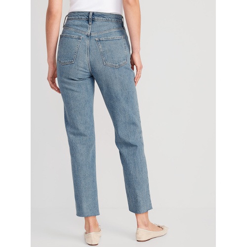 올드네이비 Extra High-Waisted Button-Fly Cut-Off Straight Jeans