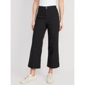 High-Waisted Wide-Leg Cropped Chino Pants