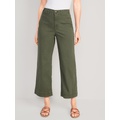 High-Waisted Crop Chino Wide-Leg Pants