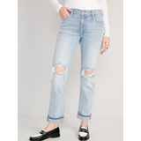 Mid-Rise Button-Fly Boyfriend Straight Jeans