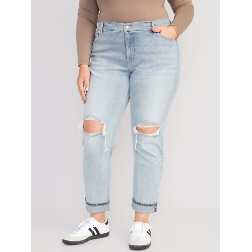 올드네이비 Mid-Rise Button-Fly Boyfriend Straight Jeans