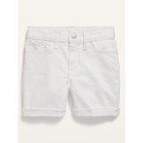 High-Waisted Roll-Cuffed White Cut-Off Jean Shorts for Girls