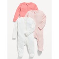 Unisex 3-Pack Sleep & Play 2-Way-Zip Footed One-Piece for Baby