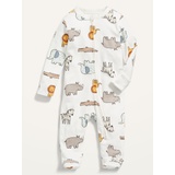 Unisex Animal-Print 2-Way-Zip Sleep & Play Footed One-Piece for Baby
