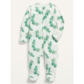 Unisex Caterpillar Print Sleep & Play 2-Way Zip Footed One-Piece for Baby