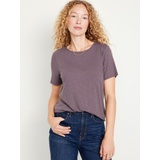 Luxe Ribbed Slub-Knit T-Shirt Hot Deal