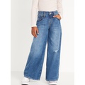 High-Waisted Super Baggy Wide-Leg Non-Stretch Jeans for Girls Hot Deal