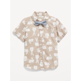 Printed Poplin Shirt & Bow-Tie Set for Toddler Boys