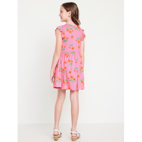 올드네이비 Printed Flutter-Sleeve Fit and Flare Dress for Girls
