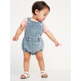 Heart-Patch Jean Shortall Romper for Baby