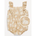 Printed Ruffle-Trim One-Piece Romper for Baby