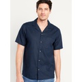 Short-Sleeve Linen-Blend Camp Shirt