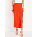 High-Waisted Midi Slip Skirt