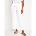 High-Waisted Crinkle Gauze Pull-On Ankle Pants