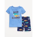 Unisex Snug-Fit Graphic Pajama Shorts Set for Toddler & Baby