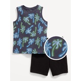 Printed Tank Top and Shorts Set for Toddler Boys