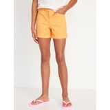 High-Waisted Double-Rolled-Cuff Midi Shorts for Girls