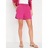 High-Waisted Crinkle Gauze Shorts -- 5-inch inseam Hot Deal