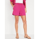 High-Waisted Crinkle Gauze Shorts -- 5-inch inseam