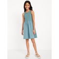 Sleeveless Mixed Material Dress for Girls