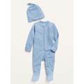 Footed Sleep & Play Rib-Knit One-Piece & Beanie Layette Set for Baby