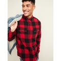 Regular-Fit Built-In Flex Patterned Flannel Shirt