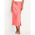 High-Waisted Satin Midi Slip Skirt