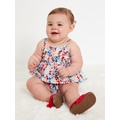 Sleeveless Smocked Ruffled One-Piece Romper for Baby